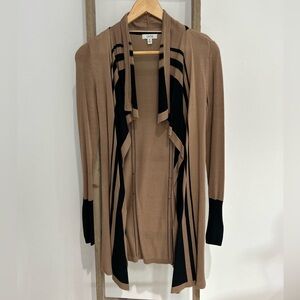 Vintage Cache Cardigan Long Sleeve Open Front Tan Black Size XS